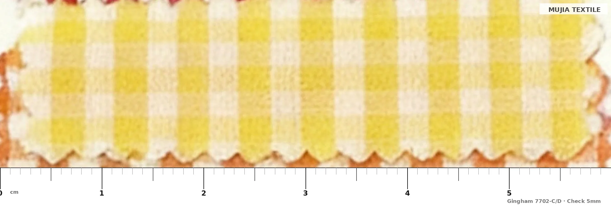 Full-width shot of 7702 C/D medium check gingham — yellow and white, woven 5 mm check pitch