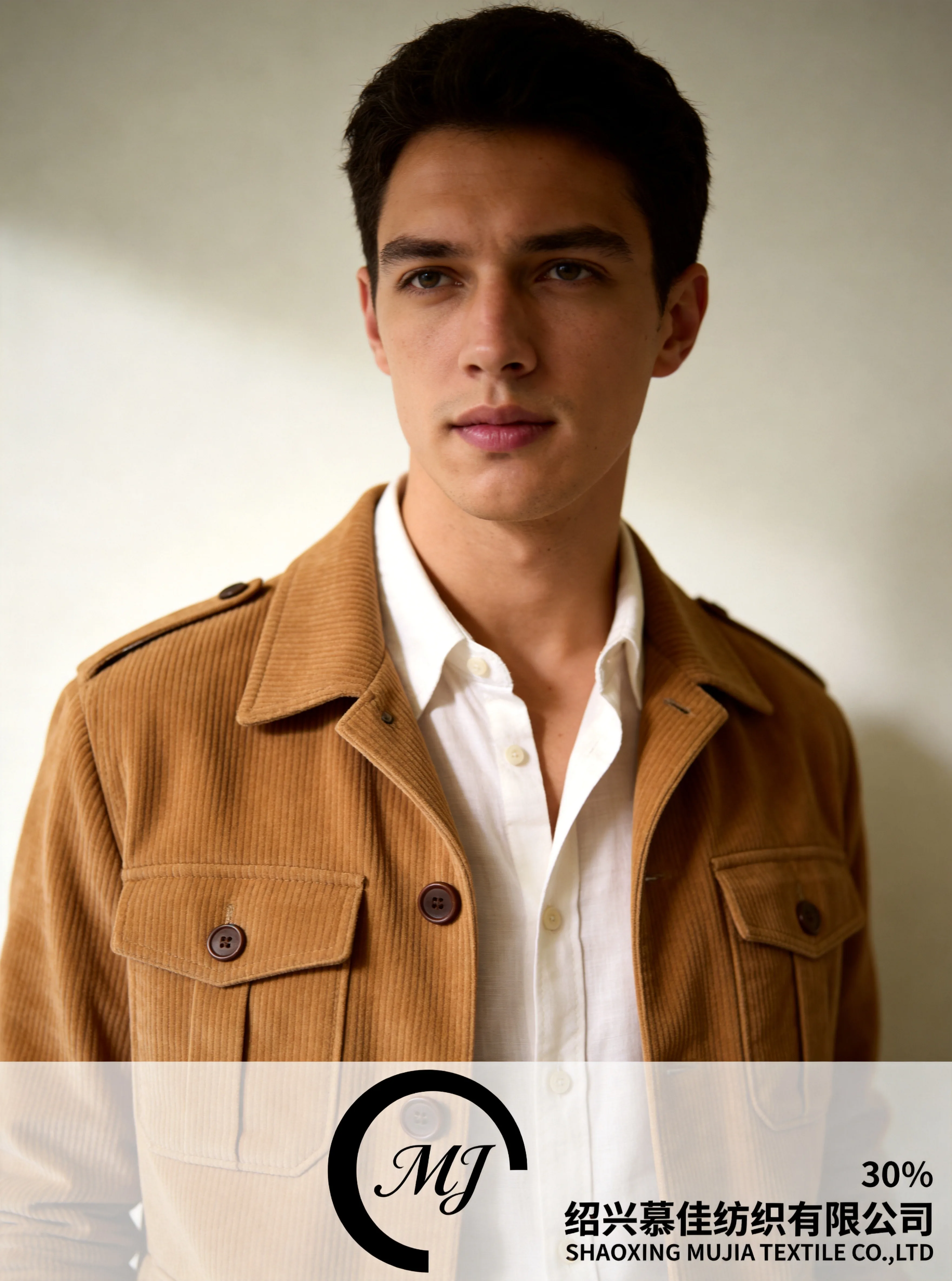 Business casual menswear in stretch corduroy