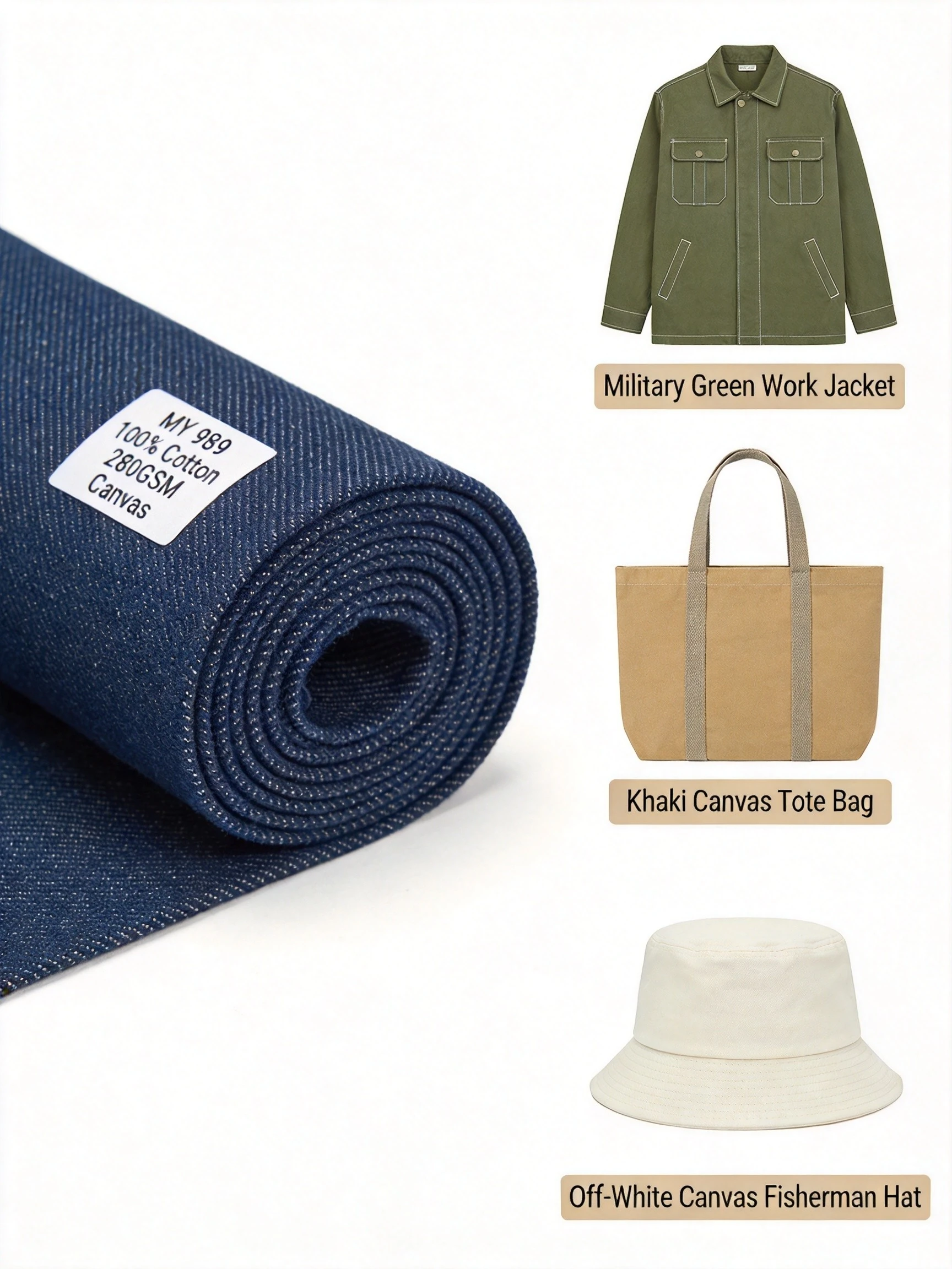MY 989 heavy cotton twill canvas — 55 solid colors