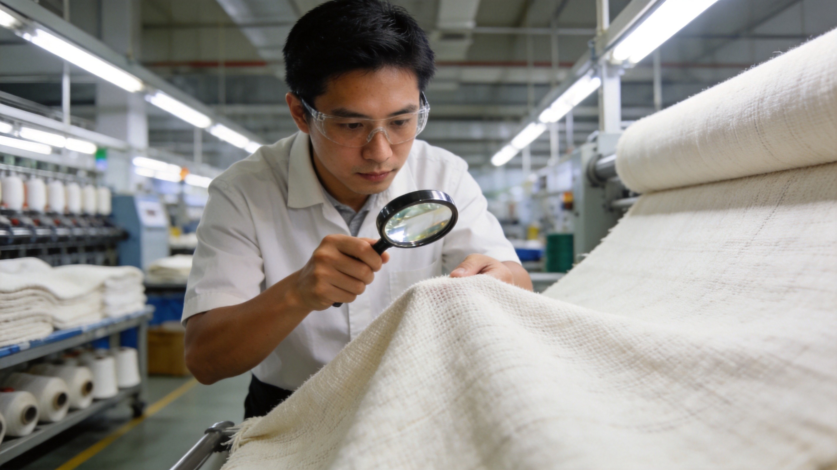 Quality inspection of linen viscose fabric in Keqiao factory
