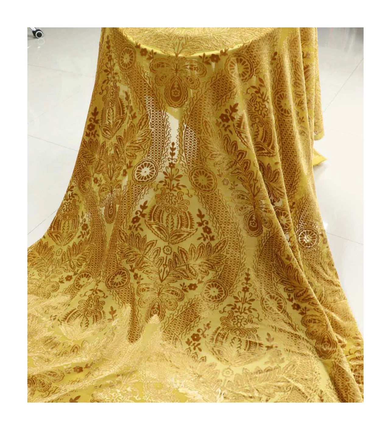 gold paisley damask burnout devore velvet for dirac bridal
