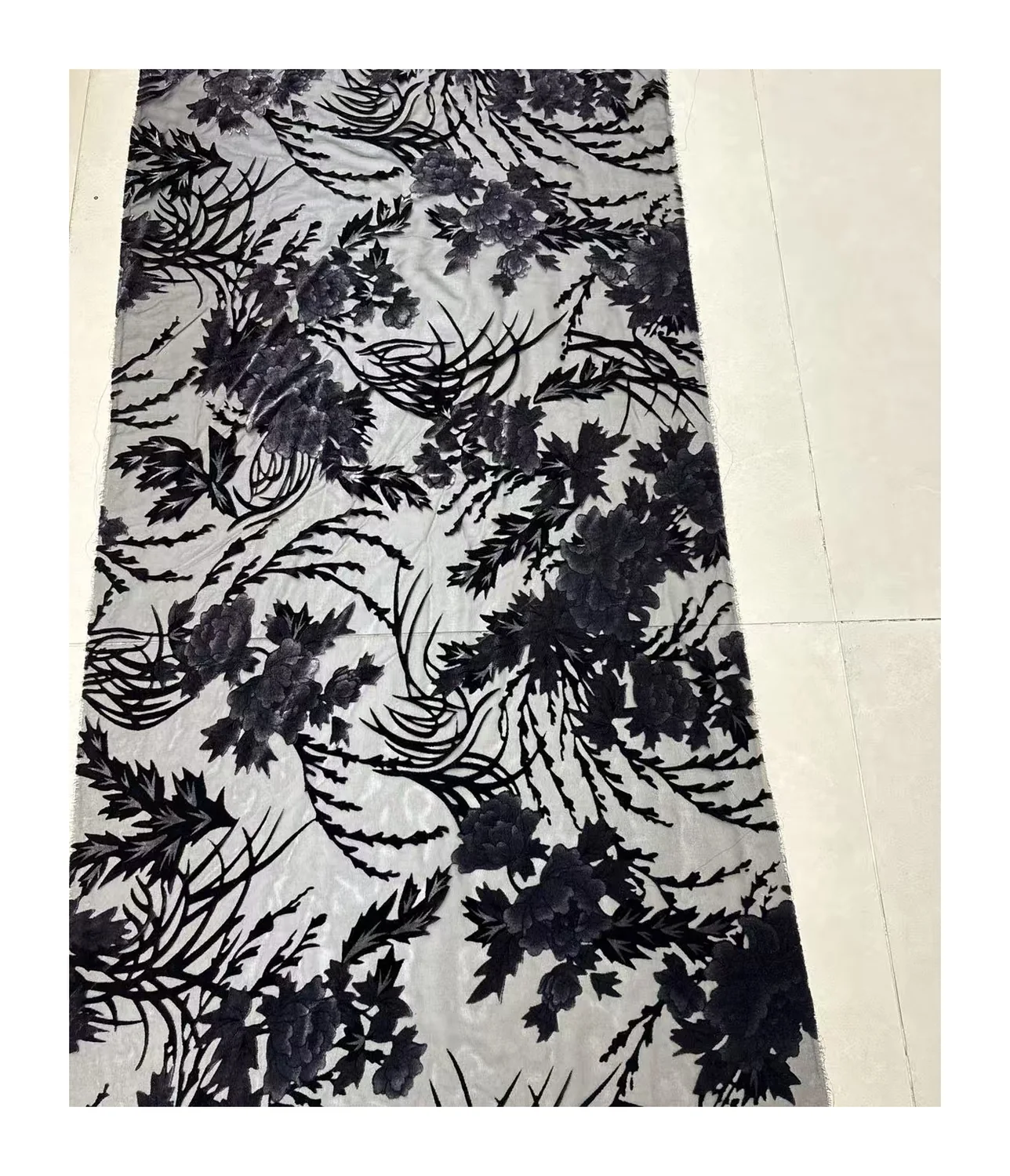 phoenix peony black burnout devore velvet chinese qipao