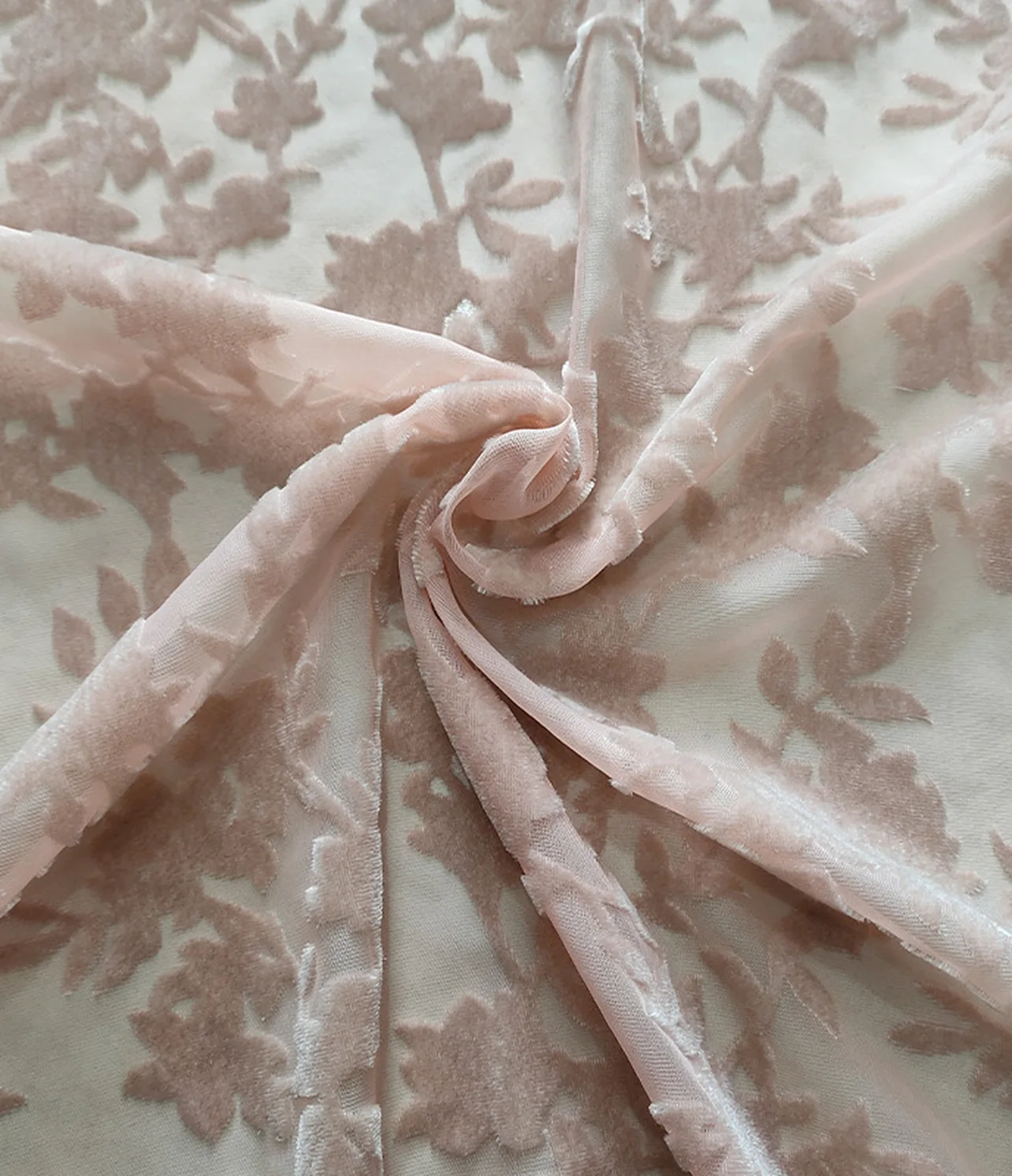 burnout velvet pale blush-pink damask scroll