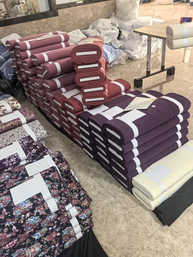 Colorful fabric stacks ready for export