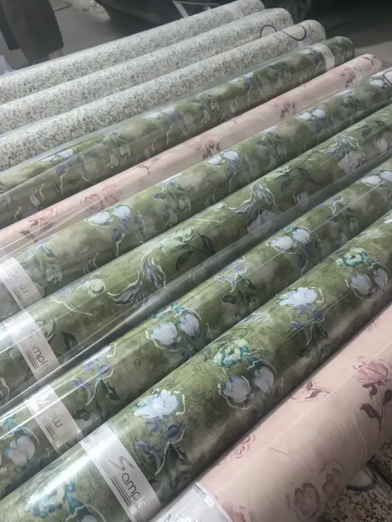 Floral velvet fabric rolls