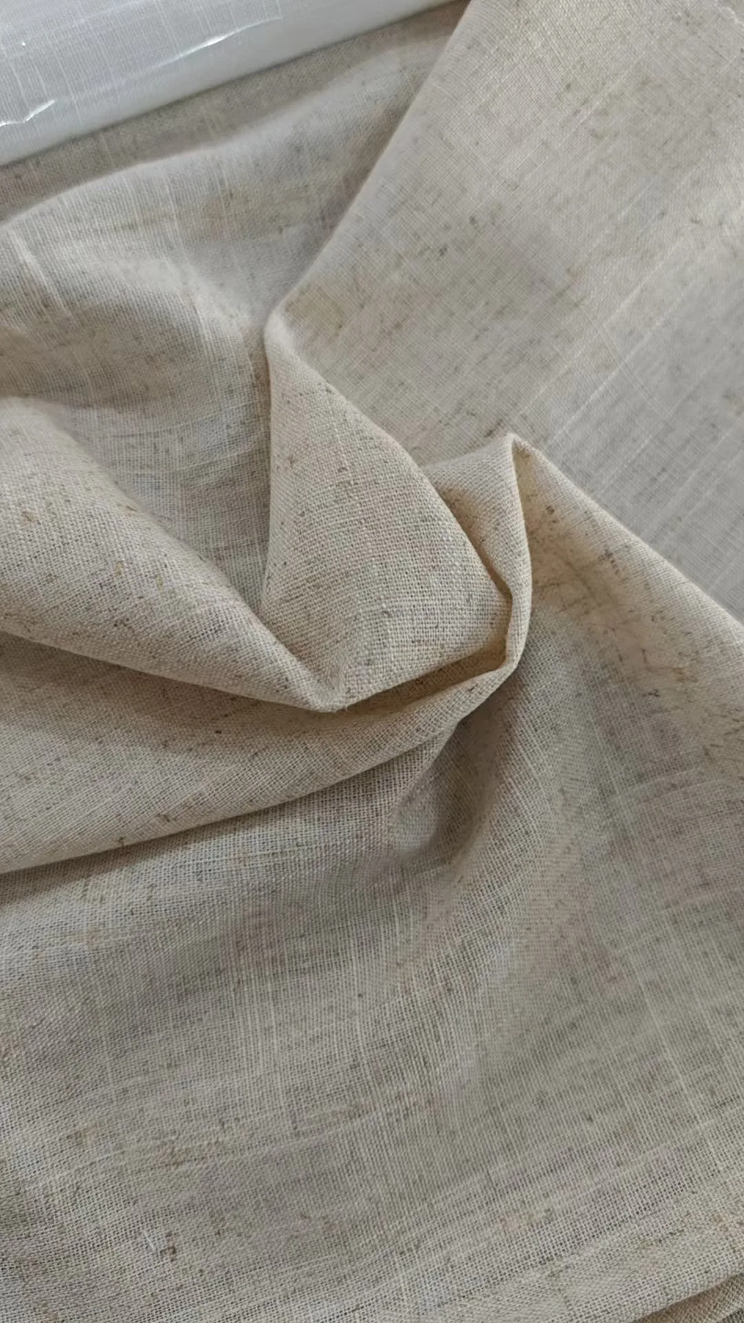 MJ 1212 linen-viscose slub fabric natural neps and drape