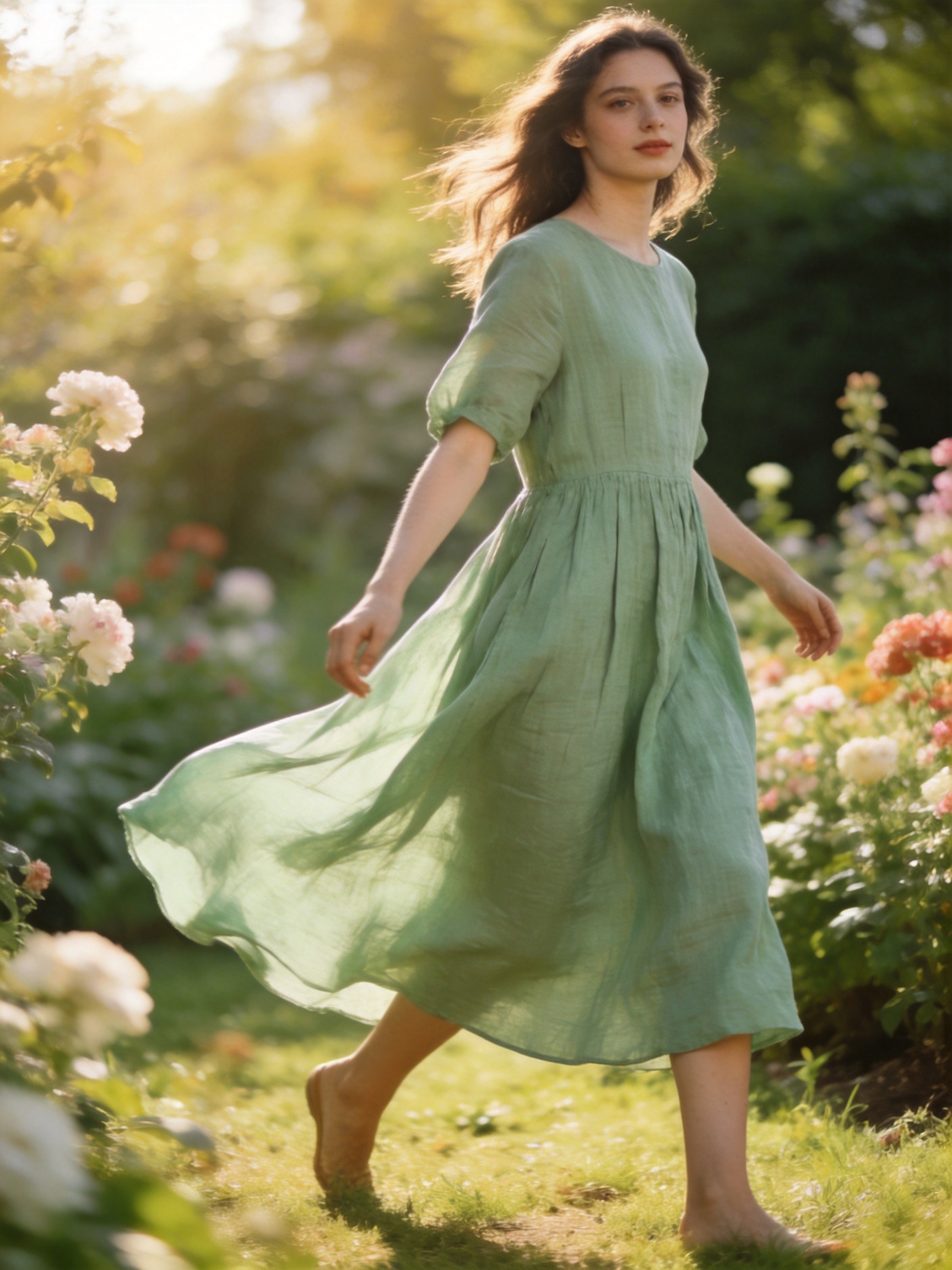 M4011 double gauze dress on model