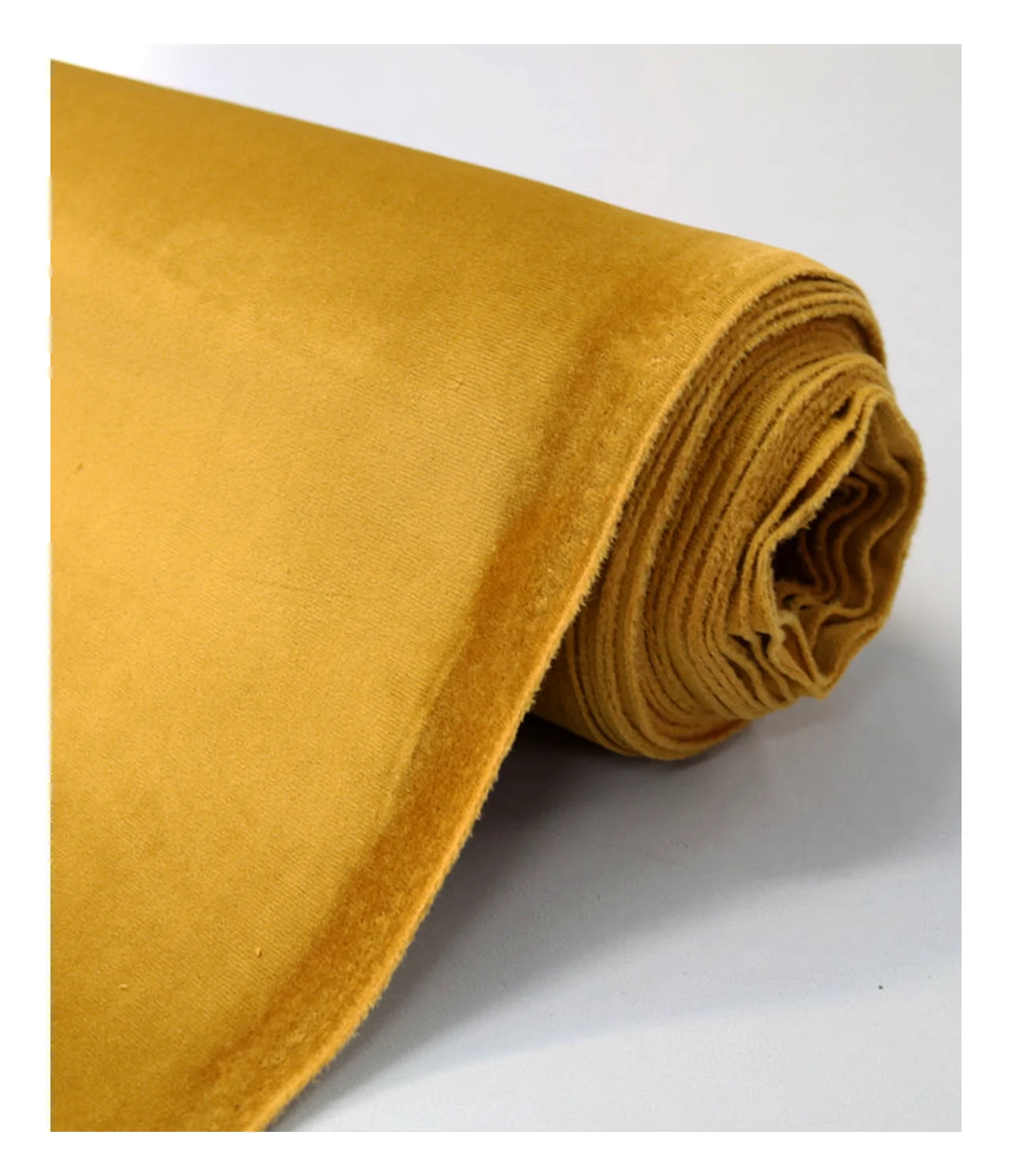 ochre gold solid dyed viscose velvet fabric